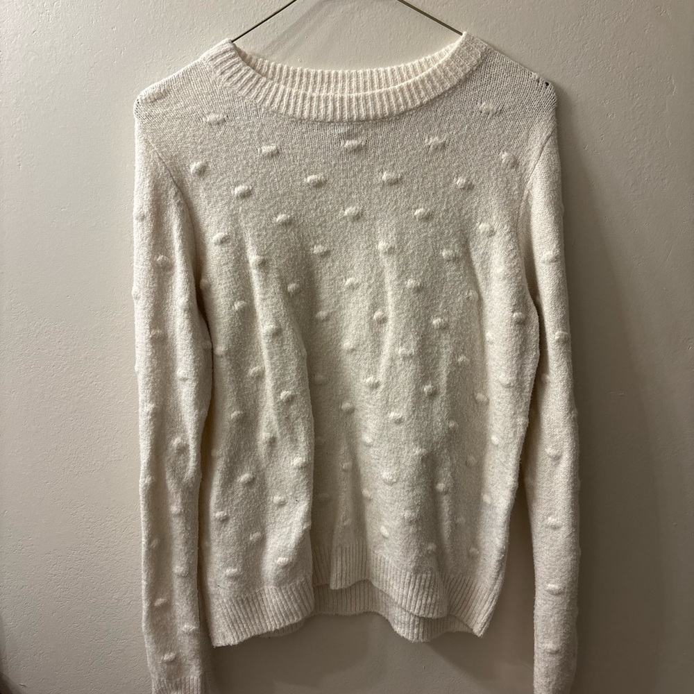 Women's White Textured Sweater